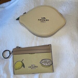 Coach Lemon Print Zip Coin Pouch and Card Case Set in Pale Yellow